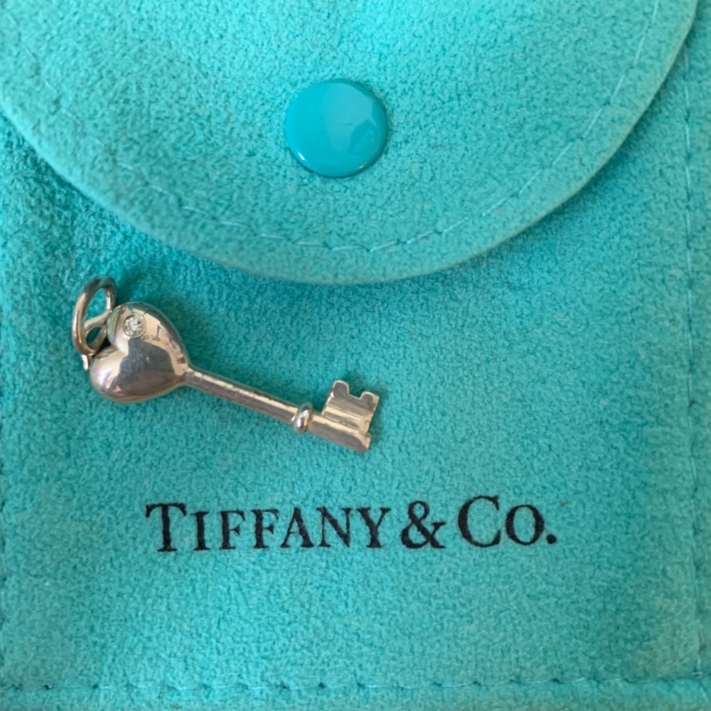 Tiffany & Co Sterling silver diamond key charm